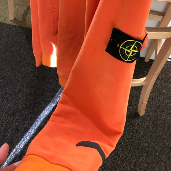 supreme stone island orange hoodie
